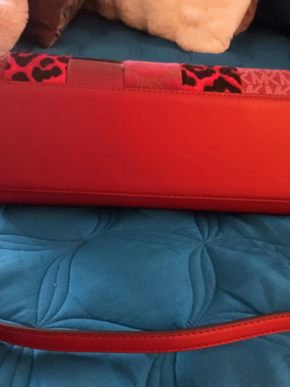Michael Kors Red Patchwork Logo & Animal Print Satchel